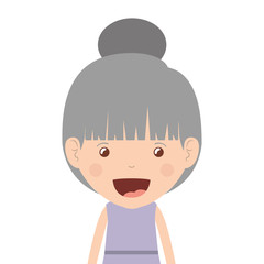 cartoon happy old woman wearing beautiful blouse icon over white background. vector illustration