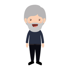 cartoon happy old man wearing beautiful sweater icon over white background. colorful design vector illustration 