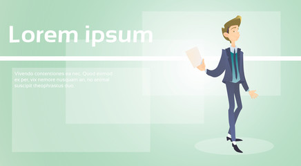 Walking Successful Business Man Go Make Step Flat Vector Illustration