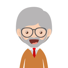 cartoon happy old man wearing beautiful sweater icon over white background. colorful design vector illustration 