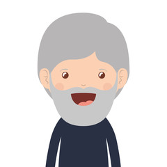 cartoon happy old man wearing beautiful sweater icon over white background. colorful design vector illustration 