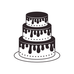 silhouette of birthday sweet cake dessert over white background. vector illustration