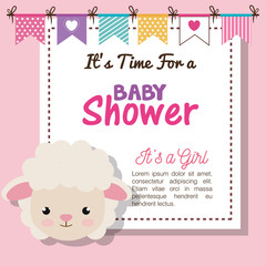baby shower invitation with stuffed animal vector illustration design
