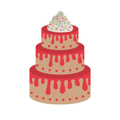 birthday sweet cake dessert over white background. vector illustration