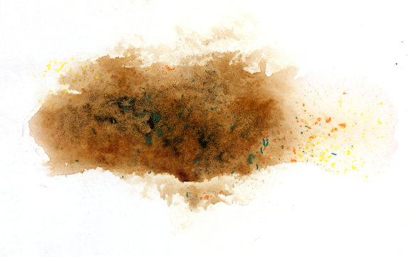 Brown watercolor blots on white background
