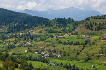 Fototapeta na wymiar Panoramic view of villages near Plav town in Montenegro
