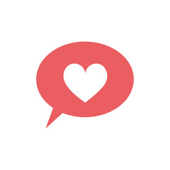speech bubble with heart icon inside over white background. love symbol. vector illustration