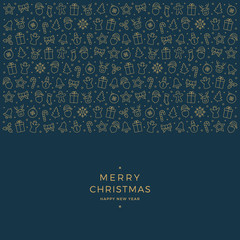 christmas element icons gold blue background