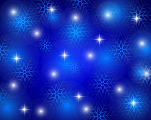 Christmas blue background with snowflakes