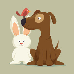 friendly dog bunny bird mascot vector illustration eps 10