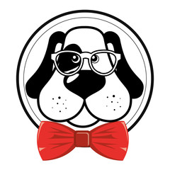 nice hipster dog glasses bow vector illustration eps 10