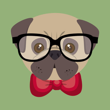 cute cartoon fashionable puppy bulldog vector illustration eps 10