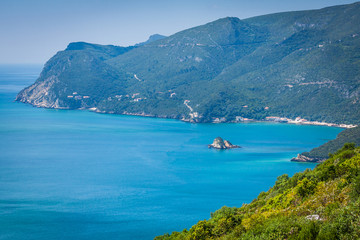Fototapeta na wymiar View of the beautiful coastal landscapes of the Arrabida region