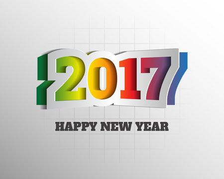 Happy new 2017 year. Greetings card. Colorful design. Vector ill