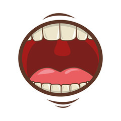 opened mouth with teeth cartoon over white background. vector illustration