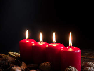 Four Red Christmas Candles