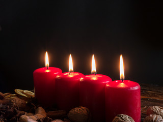 Four Red Christmas Candles