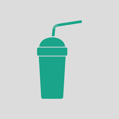 Disposable soda cup and flexible stick icon