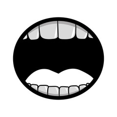 silhouette of opened mouth with teeth cartoon over white background. vector illustration