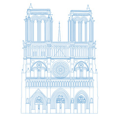 Notre Dame de Paris Cathedral, France.Vector isolated illustration of Notre Dame - obrazy, fototapety, plakaty