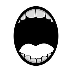 silhouette of opened mouth with teeth cartoon over white background. vector illustration