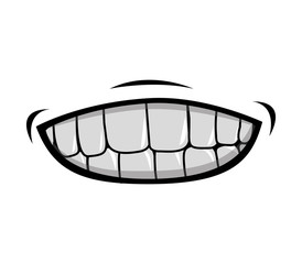 silhouette of cartoon mouth with teeths with happy expression over white background. vector illustration