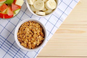 Muesli granola and fruit.