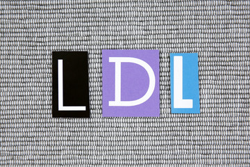 LDL (Low-density lipoprotein) acronym on grey background