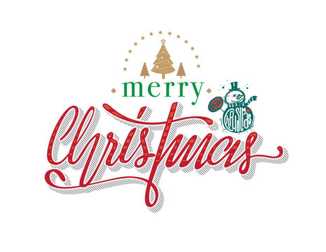 Christmas and Happy New Year greeting holidays hand lettering co