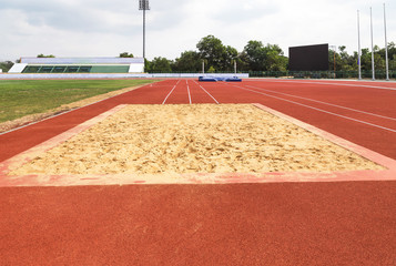 long jump sand pit in stadium