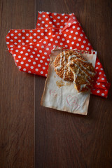Homemade cookies  with sesame seeds and sweet. Cookies for a loved one. Food background. Dark background. Studio photography. Object shooting.