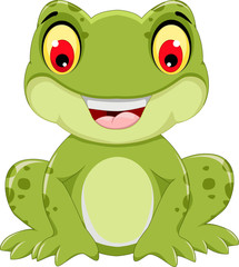 funny frog cartoon sitting