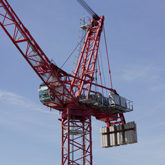 Construction crane up close.