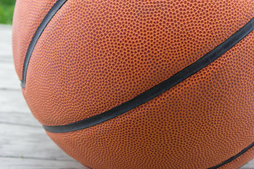 Basketball ball on wood background