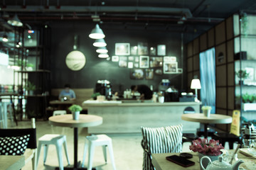 Coffee shop blur background with bokeh