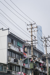 Traditional flat residential building in Lujiazui, Pudong, Shanghai,China.