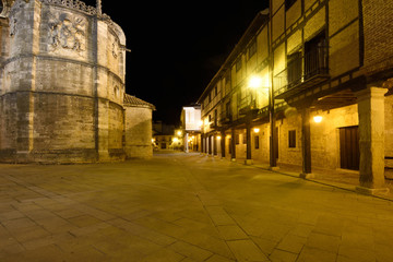 Night at Cathedral of El Burgo de Osma, Soria province, Castilla y Leon, Spain
