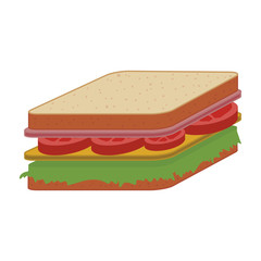 sandwich with vegetables over white background. fast food design. vector illustration