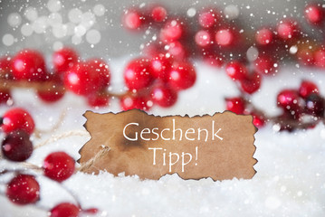 Naklejka na ściany i meble Burnt Label, Snow, Snowflakes, Geschenk Tipp Means Gift Tip