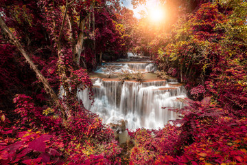 Huay Mae Kamin Waterfall, beautiful waterfall in Kanchanaburi province, Thailand.