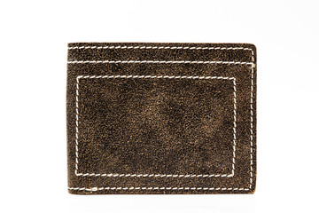 Classic leather wallet isolated in white background.