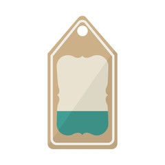 brown and blue hanging tag icon over white background. vector illustration