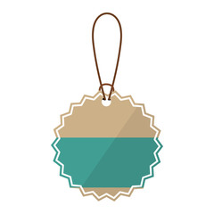 brown and blue hanging tag icon over white background. vector illustration