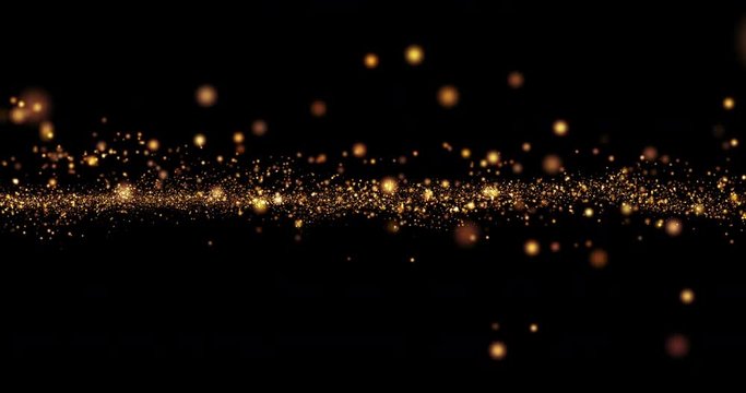 christmas golden light shine particles bokeh loopable on black background, holiday concept