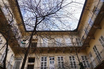 Old European courtyard facade