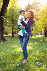 Asian Granny playing with her grandson in the Park