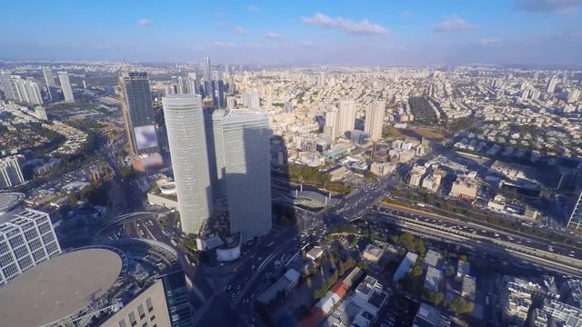 Tel Aviv skyline - Day time aerial time lapse 