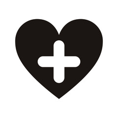 heart shape with white cross inside over white background. vector illustration
