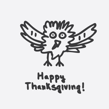 Happy Thanksgiving with Cartoon Turkey.