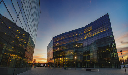 Fototapeta na wymiar Office building with glass facade